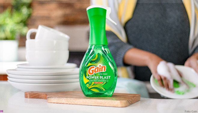Gain, da P&G lança Power Blast Dish Spray com fragrância fresca