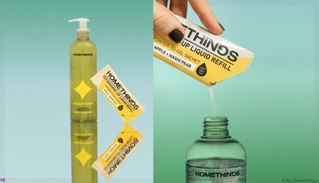 Homething lança sachê em pó para transformar em gel para lava-louças