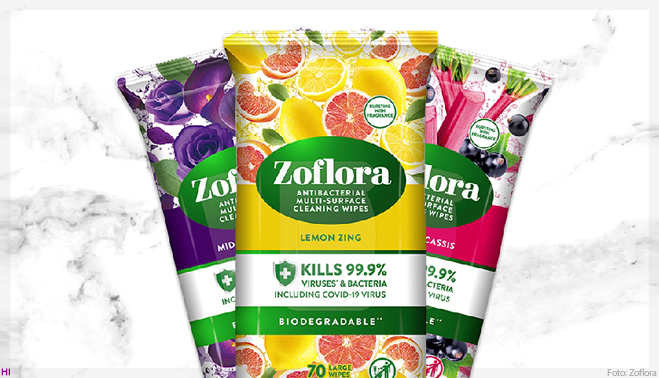 Zoflora aposta em fragrâncias especiais para wipes antibacterianos no Reino Unido