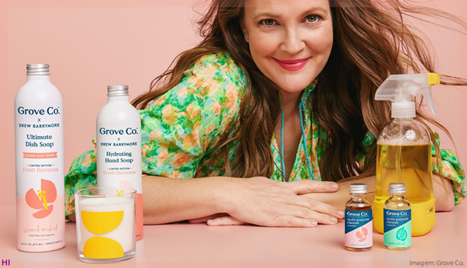 Grove Co. lança coleção de limpeza de primavera com Drew Barrymore